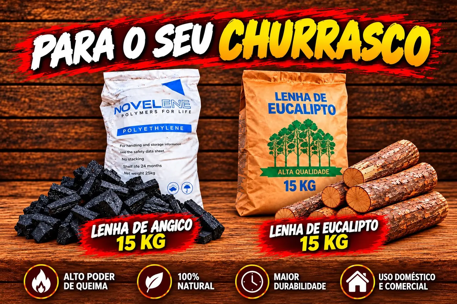 Lenha de Angico / Eucalipto